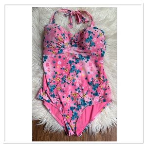 Hot Topic Cherry Blossom One Piece Swimsuit Pink Blue Floral Plus Size 2X